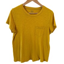 Madewell Women Pocket Shirt Short Sleeve Yellow Size Medium Classic Prep... - $19.99