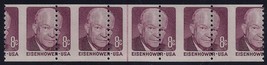 1402 Misperf Error / EFO Line Strip of 5 &quot;Dwight D. Eisenhower&quot; Mint NH  - $19.99