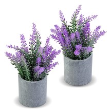 Artificial Lavender Plant In Pots - Faux Lavender Fake Artificial Flowers Potted - £23.52 GBP