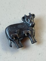 Lot of Demi Small Pewter Cow Pin Brooch &amp; Dainty Post Earrings for Pierced Ears - £11.70 GBP