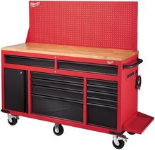 Milwaukee 61 in. 11-Drawer/1-Door 22 in D Mobile Workbench with Sliding Pegboard - £1,518.76 GBP