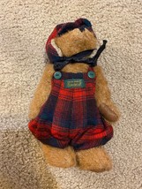 Boyd&#39;s Bears 1990 The Artisan Collection 8&quot; Plush Buffalo Plaid Overall Hat - £9.74 GBP