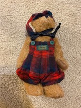 Boyd&#39;s Bears 1990 The Artisan Collection 8&quot; Plush Buffalo Plaid Overall Hat - £9.66 GBP