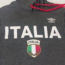 UMBRO Men's Sz M ITALIA Hoodie Gray Hoodie Pullover Sweatshirt Pocket Italy Flag image 7