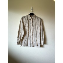 Liz Claiborne 100% Linen Button Front Shirt L Tan Long Sleeve EUC - $34.00