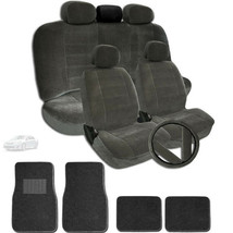 For Toyota Premium Grade Velour Fabric Car Seat Mats Steering Covers Set - £40.76 GBP