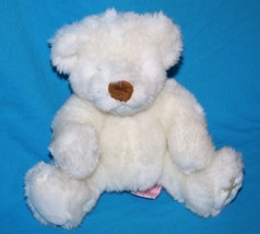 Russ Berrie Believe Cross Foot Teddy Bear 8&quot; White Plush Brown Nose Soft... - £9.91 GBP