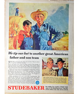 Studebaker Father son team Farming Farm Solider 1943 Vintage Print Ad-WWII - $10.93