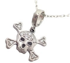 Authentic! Loree Rodkin 18k White Gold Diamond Skull Crossbones Pendant ... - $1,500.00