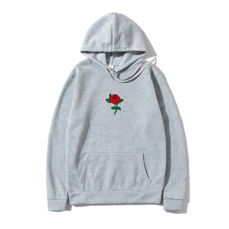 Harajuku Hoodie Sweatshirt Men&#39;s Fashion Streetwear Rose Flower Print Hoodie Top - £68.21 GBP