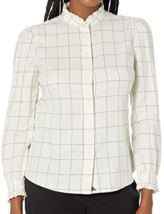UNTUCKit For Her Ivory Winona Window Pane Button Down Shirt Women size 14 - £38.20 GBP