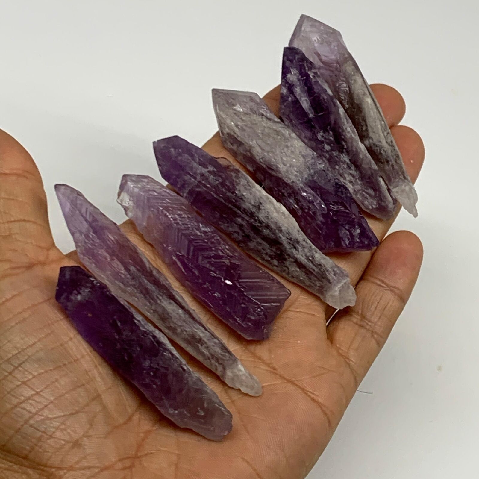 Primary image for 106.1g, 2.3" - 3", 7pcs, Amethyst Point Polished Rough lower part @Brazil, B2885