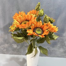 19.7&quot; Artificial orange sunflower bouquet silk flower fall decor table flower fo - £15.86 GBP