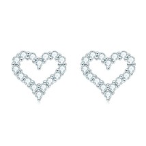 925 Sterling Silver 2Heart Moissanite Stud Earrings for Women Engagement Sparkli - £53.32 GBP