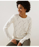 LOFT Abstract Pointelle Sweater Sand Heather New - $29.99