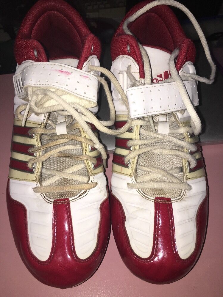 Adidas Performance Brute Force 2 Fly Mid Lacrosse Cleats, White/Red Sz 9.5 - $44.43