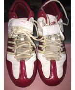 Adidas Performance Brute Force 2 Fly Mid Lacrosse Cleats, White/Red Sz 9.5 - $44.43