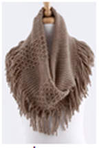 Fringed Infinity Knit Tube Scarf by Fiore - £11.82 GBP