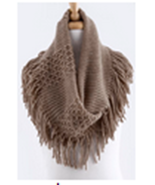 Fringed Infinity Knit Tube Scarf by Fiore - £11.95 GBP