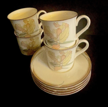 New Decade by Noritake ~ Cafe Du Jour ~ Set Of 4 Cups &amp; Saucers ~ Japan - £15.27 GBP