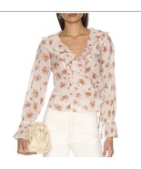MEDIUM Free People Amanda Ruffle Floral Top Wrap Blouse Boho Ivory - €29,87 EUR