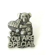 VTG Pewter Jewelry Teddy Bear Heart You Are Special Lapel Pin Monarch Creations - $11.14
