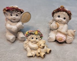 Lot of 3 Dreamsicles figurines: Granny&#39;s Cookies, Tennis, Baby w/Teddy Bear - £11.62 GBP