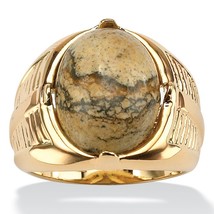 Cabochon Mens 14K Gold Plated Jasper Ring Size 8 9 10 11 12 13 - £79.91 GBP