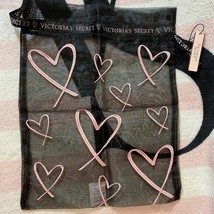 Victoria’s Secret Black Pink Hearts Mesh Lingerie Drawstring Bag - £9.42 GBP