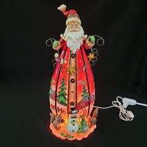 Large Detailed Light Up Resin Acrylic Christmas Holiday Santa w/Snowman ... - $39.59