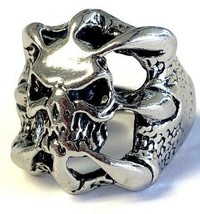 DRAGON CLAW HOLDING SKULL SILVER COLOR BIKER RING BRX58 devil gothic ske... - $9.45