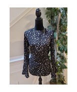 APT.9 Blouse Women&#39;s Size M Black White 100% Polyester Round Neck Bell S... - $34.63 CAD