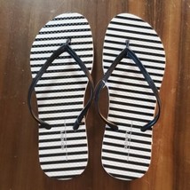 Old Navy Flip Flops Size 8 NEW Black White Stripe Foam Thong Summer Beach - $11.76