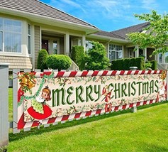 Vintage Christmas Decorations Outdoor Sign Vintage Style Merry Christmas Banner - £22.86 GBP