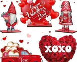 Menkxi 5 Pcs Valentine&#39;s Day Wooden Table Sign Decoration Freestanding T... - $23.15
