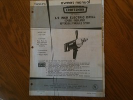 Sears Craftsman 1/2&quot; electric drill owners manual --for model 315.11290 - $3.95