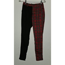 Hot Top Red Plaid Black Split Leg Pants Cropped Skinny Size XS - £15.75 GBP