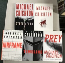 Michael Crichton Hardcover Prey Next Timeline Airframe State Of Fear X5 - £19.48 GBP