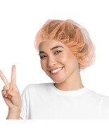 Disposable Hair Caps for Nurses Orange Bouffant Caps with Elastic Edge 1... - $17.11