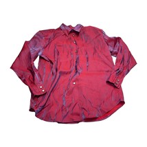 Karen Scott Shirt Women&#39;s Large Red Rayon Long Sleeve Classic Fit Button-Up - £24.62 GBP