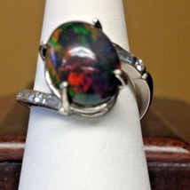 New Custom Chistick 6.45ct Ethiopian black welo opal Diamond &amp; Platinum ring 6.5 - £4,692.28 GBP