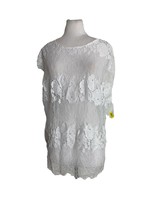 Modern Movement Womens Top Size Large Semi Sheer White Lace Floral Over ... - £11.83 GBP