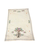 Vtg Embroidered Dresser Scarf Center Floral Bouquet on Stand in Bowl 194... - $17.95 CAD