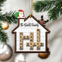 Family Name Crossword Puzzle Art Personalized 2-Layer Wooden Ornament Sa... - €10,49 EUR