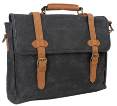 Vagarant Traveler Vintage Cotton Wax Canvas Laptop Messenger Bag CM20.GRY - £59.15 GBP