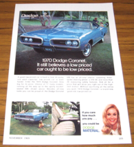 1969 Print Ad The 1970 Dodge Coronet 500 Low Priced 2-Door Car - £13.74 GBP