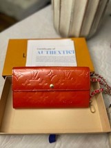 Preloved Louis Vuitton Vernis Sarah Long Wallet – Red w/ Gold Hardware &amp;... - $7,310.30 MXN