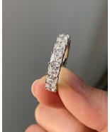 Princess Moissanite Eternity Wedding Band 925 Silver Solitaire Engagemen... - $402.90 CAD