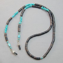 Sterling Heishi &amp; Turquoise Native American Eyeglass Chain Holder Keeper Cord - £23.39 GBP