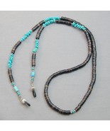 Sterling Heishi &amp; Turquoise Native American Eyeglass Chain Holder Keeper... - £23.67 GBP